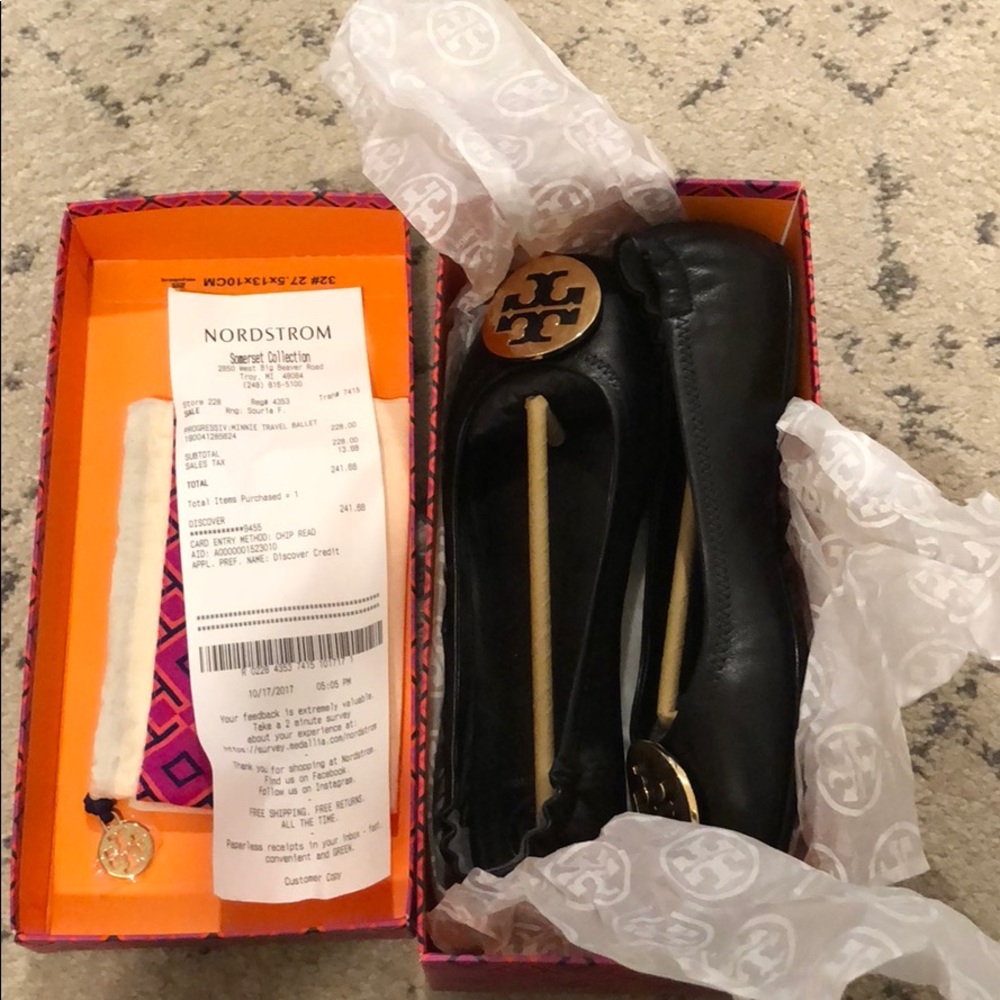 Tory Burch Black Minnie Travel Flats size 7.5 - Picture 6 of 8